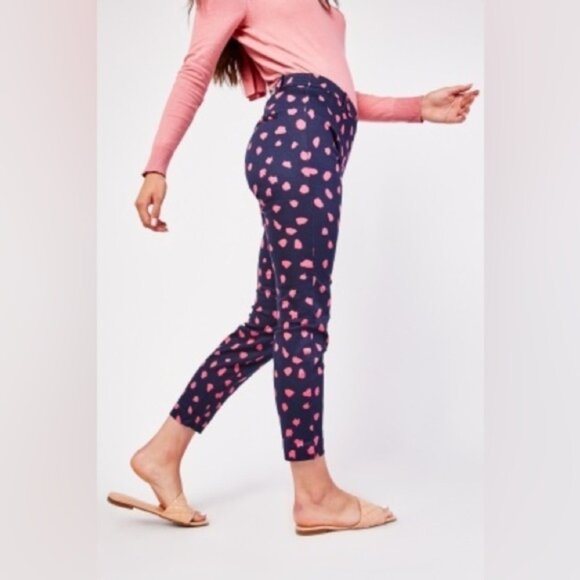 Peg Trousers in Navy and Pink Scatter Print Size 2 - Picture 8 of 8